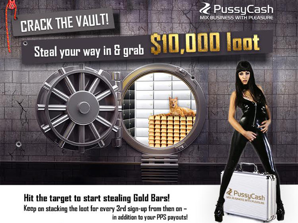 Crack the PussyCash Vault, Earn $10,000