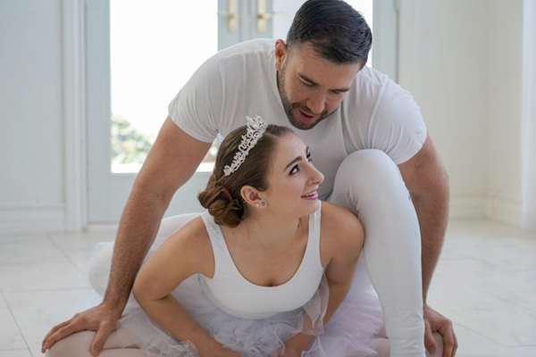 Will Pounder Shows Ballerina Penelope Kay Some New Stretching Techniques at Team Skeet