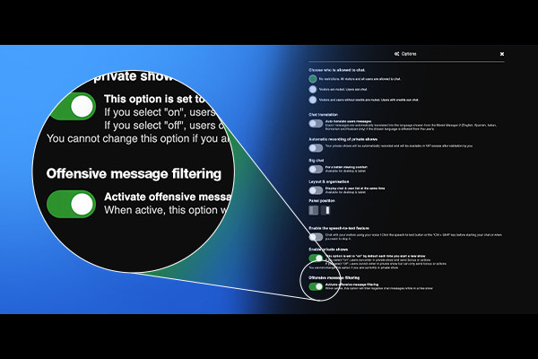 XLoveCam adds new feature to filter out negative and insulting messages