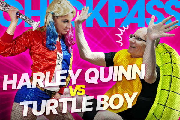 Harley Quinn Takes on Turtle Boy for ChickPass Amateurs