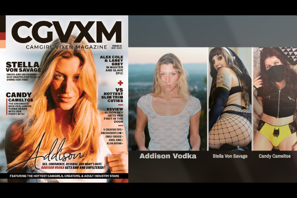 Addison Vodka is the Covergirl for Issue 14 of CamGirl Vixen