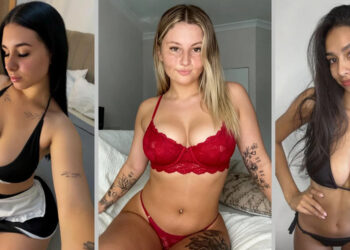 Three busty OnlyFans Models posing in sexy lingerie