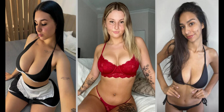 Three busty OnlyFans Models posing in sexy lingerie