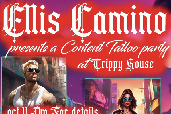 Ellis Camino Hosting Content Tattoo Party at Trippy House